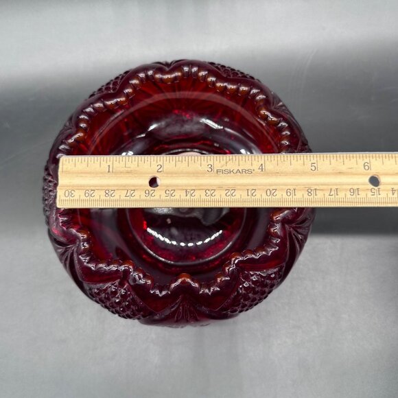 Vintage Fenton Amberina Ruby Red Glass Candle Holder Rose Bowl Mid Century Retro - Picture 12 of 12